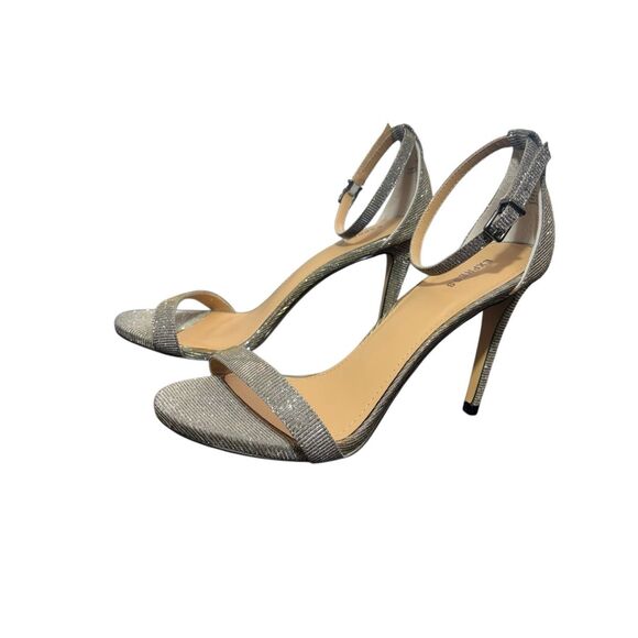 Express Metallic Silver Ankle Strap Stiletto Heels Women’s Size 9 4 inch - Picture 8 of 11